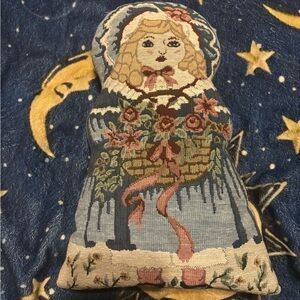 Vintage Doll Tapestry Pillow